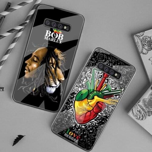 Lion Reggae Bob Marley Phone Case Tempered Glass For Samsung S20 Plus S7 S8 S9 S10 Plus Note 8 9 10 Plus