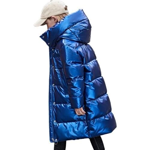 Childrens down Jacket Girls' Mid-Length Childrens Winter Jacket New White Duck down Large Childrens down Jacket