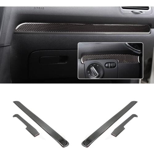 For VW Golf 6 MK6 2010 2011 2012 2013 Car Carbon Fiber Interior Center Console Dashboard Panel Strip Cover Trim