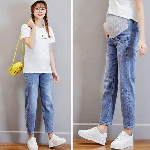 Denim Maternity Jeans Pants For Pregnant Women Clothes Boyfriend Vintage Stretch Belly Loose Straight Jeans Pregnancy Pants