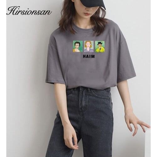Hirsionsan Vintage Painting T Shirt Women 2021 New Gothic Printed Cotton Balck Summer Tops O-neck Cusual Short Sleeve Female Tee