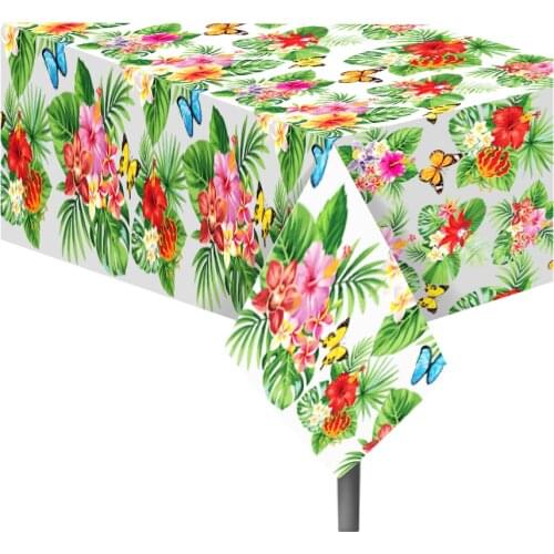 Hawaii party tablecloths Hibiscus Plam Monstera leaf Disposable Table Cloth Happy Birthday Summer Aloha Wedding Supplies Decor