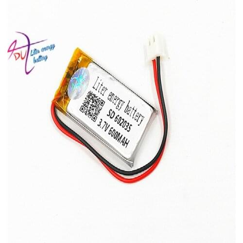 JST XH 2.54mm 602035 3.7V 600MAH Lithium Polymer LiPo Rechargeable Battery For Mp3 headphone PAD DVD bluetooth camera