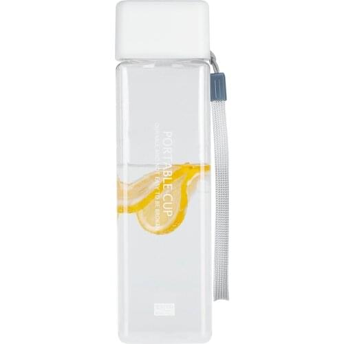 Creative Square Transparent Simple Plastic Cup Transparent Water Bottle Sport Water Bottle Drinking Water Bottle Storage EA60SH