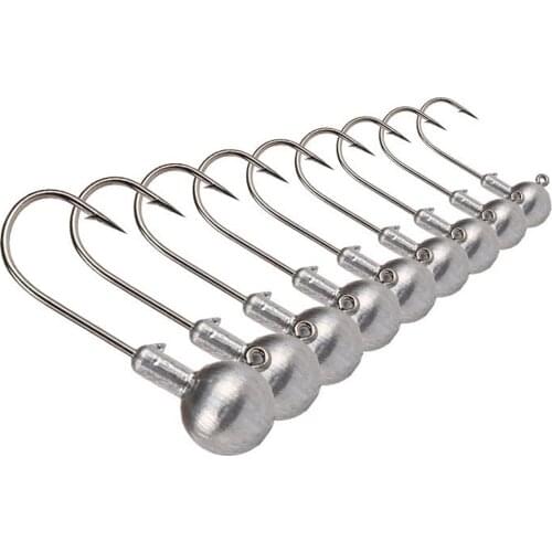 10pcs High Quality Carbon Steel Weight Jig Head Hook 1G-10g Barbed Carp Fishing Single Hook For Soft Lure Pike Fishing Tackle
