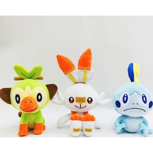 28cm Sword Shield Doll Gosanke Sobble Scorbunny Grookey Farfetch Cartoon Elf Figure Monkey Rabbit Plush Soft Kid Stuffed Toy