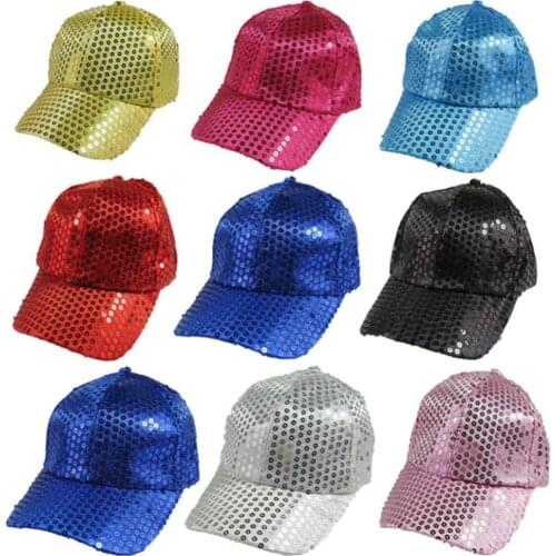 Hot Sales Women Men Glitter Sequins Baseball Caps Snapback Hats Party Outdoor Adjustable