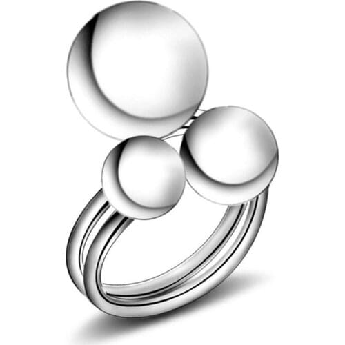 Trendy Three smooth balls Ring For Women Charm Silver Plated Party Finger Jewelry Girls Gift Dropshipping Wholesale