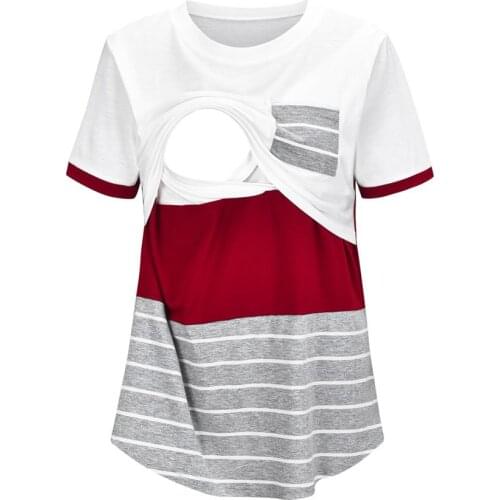 2020 new European and American fashion hot style multifunctional stitching breastfeeding short-sleeved t-shirt top