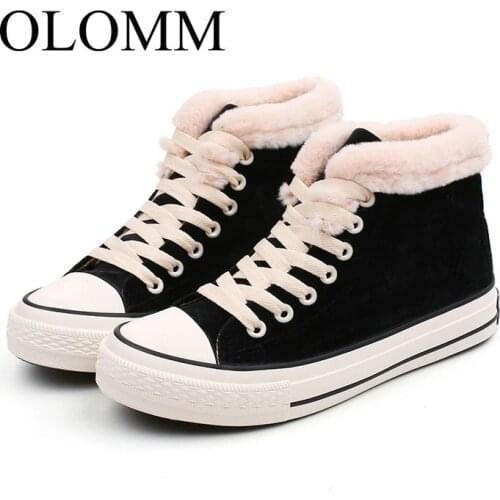 OLOMM 2019 winter large size warm cotton shoes flat bottom plus velvet casual womens shoes in the fashion womens shoes LL-153