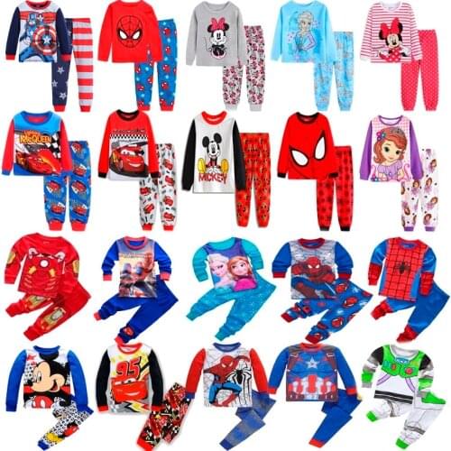 Childrens Clothing Sets Boys Sleepwear Clothes Kids Spider Pajamas Set Baby Girls Cotton Cartoon Pijamas Spring Autumn Pyjamas
