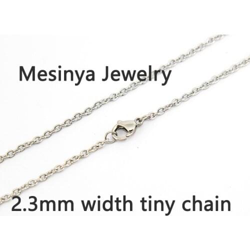 Stainless steel 0.6mm wire 2.3mm width 20'' flat cable rolo chain for dangle charm floating glass locket keepsake,no locket
