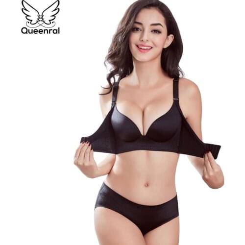 Queenral Sexy Women Push Up Bra Set Seamless Bras For Women Underwear Set Bra Panty Underwear Female Bras Brief Sets