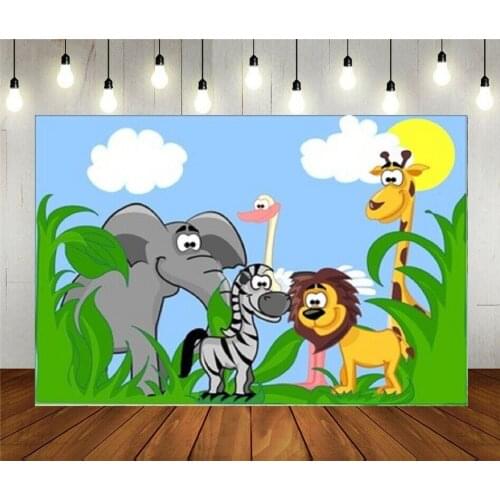 Photo Studio Props Photography Backdrop Set Of Different Cute Animals Cartoon Vinyl Background Kids Birthday Party Decoration