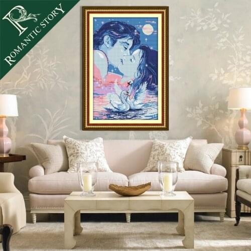 Romantic Story Young Lovers Home Painting Decoration Cross Stitch Set Handmade Needlework DMC Cross-Stitch Embroidery Kits