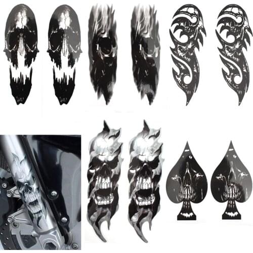 Universal Motorcycle Waterproof Anti-UV Fork Skull Zombie Decals Graphic Stickers For Harley Kawasaki Honda Yamaha