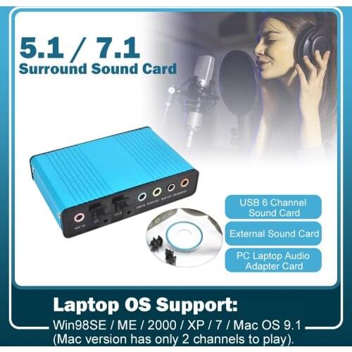 VAORLO 6 Channel 5.1 USB Sound Card Surround Optical External USB Audio Adapter Card For PC Laptop Desktop Tablet Sound Blaster