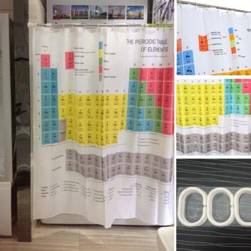 Periodic Table of Elements Bathroom Curtains Waterproof 3D Print Shower Curtain White Fabric Curtain For The Bath