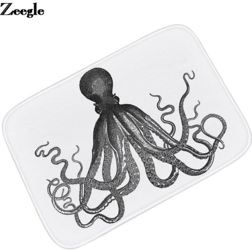 Cartoon Style Waterproof Flannel Floor Mat Outdoor Doormat Kitchen Carpet Bedroom Bedside Foot Mat Anti-Slip Entrance Door Mat