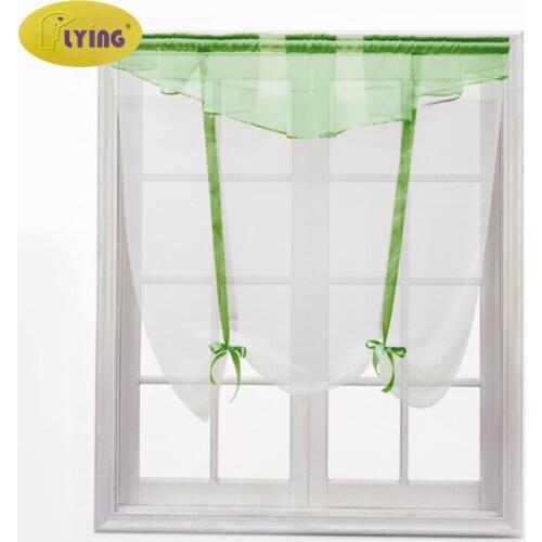 Flying Tulle Balcony Kitchen Window Curtain Sheer Wave blinds Yarn Sheer Voile Curtains For Kitchen Solid Color
