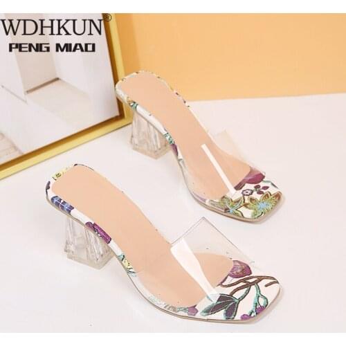 High Quality New Women Sandals PVC Crystal Heel Transparent Women Sexy Clear High Heels Summer Sandals Pumps Shoe Size 35~43