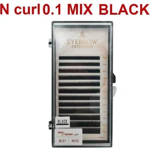 1 Tray Eyebrow Eextension 12 Lines Per Tray Color 0.1 Mix 5/6/7/8mm Professional False Eyelash Black/Dark Brown