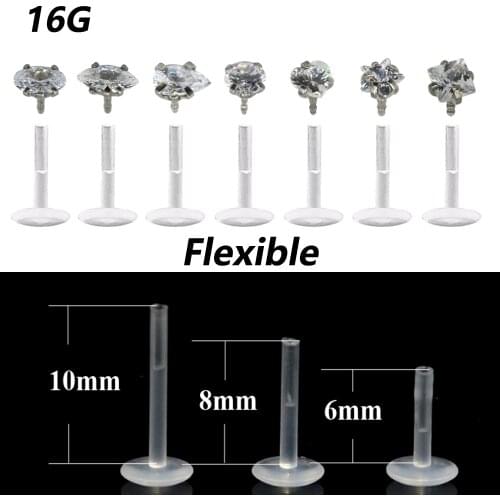1PC Bioplast Flexible Zircon Ear Tragus Cartilage Piercings Horse Eye Ellips Labret Ring Ear Tragus Sexy Body Jewelry Piercing