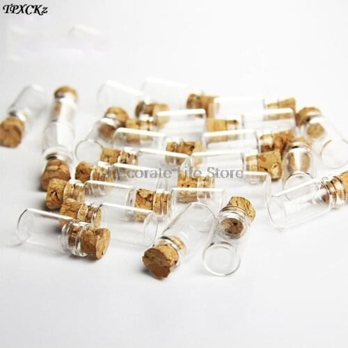 10pcs Mini Small Glass Bottles with Clear Cork Stopper Jars Tiny Wedding Vials