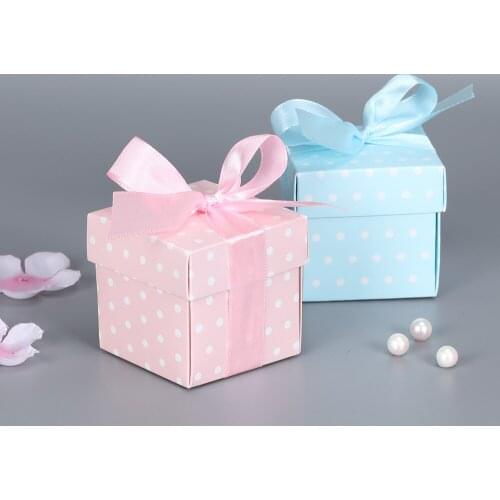 10pcs New Paperboard Gift Box with Ribbon Wedding Favor Candy Boxes Flower Box Party Wedding Decoration Baby Shower Party