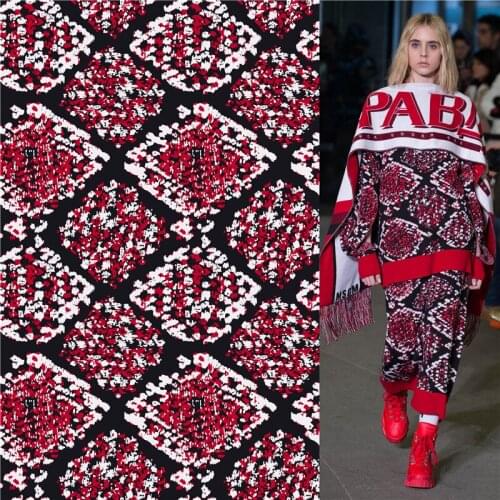 100% polyester stretch fabric dress high-end rhombus printed fabric diy clothing shirt bedding patchwork 079