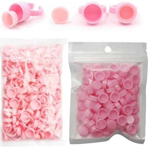 100Pcs Disposable Tattoo Ink Ring Cup Permanent Makeup Rings Cap Pigment Holder Eyelash Extension Glue Container