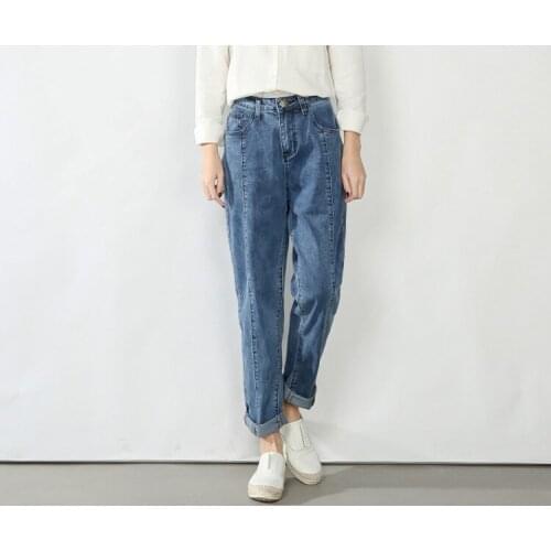 2019 New Slim Harem Pants Vintage High Waist Jeans Trousers Womens Pants Full Length Pants Loose Cowboy Pants Plus Size