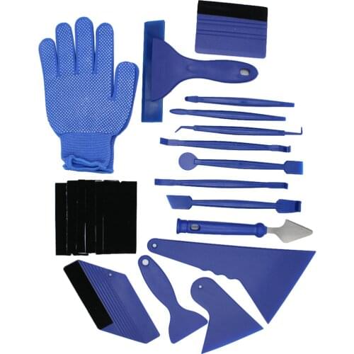 21PCS/Set Auto Tinting Film Scraper Squeegee Cutter Knife Window Tint Tool Kit Vinyl Car Film Wrapping Tool Set Blue Red