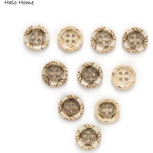 30pcs Coconut Buttons Pattern Handwork Home Clothing Gift Sewing Scrapbooking Decor Card Making DIY 13mm