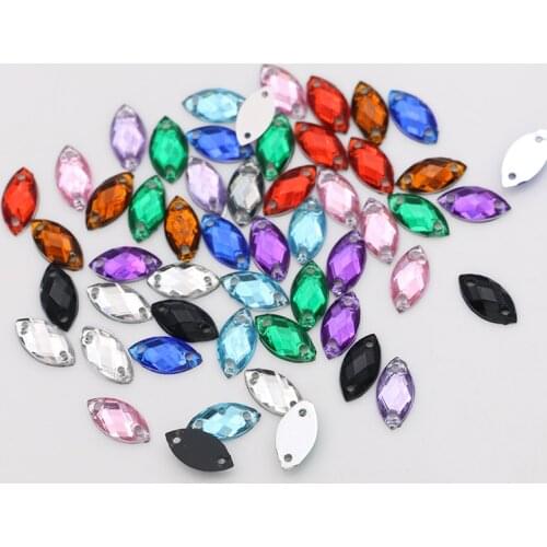 5*10mm Sewing Crystal AB Flatback Rhinestones Sew On Crystals Stones Horse Eye Acrylic Strass For DIY Clothes Crafts 100pc