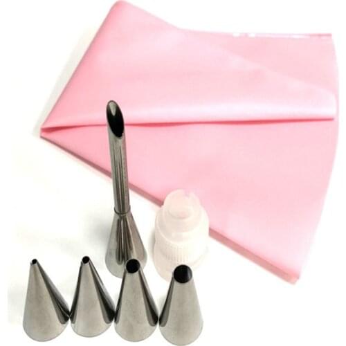 7pcs Cupcake Cake Decorating Tools For Puff Cream Icing Piping Nozzles Piping Bag Pastry Nozzles Tips Cake Silicone Pastry Bags