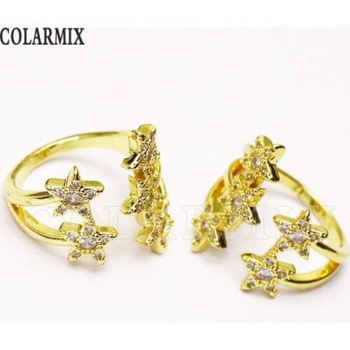 8 pieces Stars adjustable rings for women zircon jewelry crystal rings for women rings for womenjewelry accessories 8187