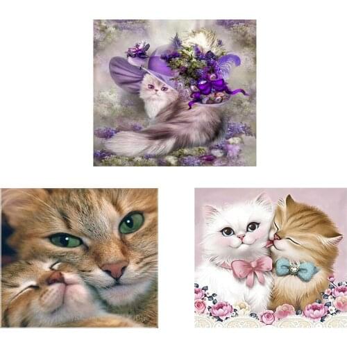 3Pieces/lot DIY Cat 5D Diamond Painting Full Round Drill Diamond Embroidery Animal Cross Stitch Wall Art Home Decor