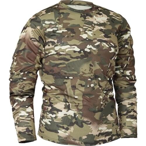 Quick-drying Camouflage Long-sleeved T-shirts Outdoor Breathable Military Tactical T-Shirt Men Hunting Hiking Camping Clothing