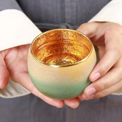 Tea Cup Ceramic Tea Bowl 24k Golds Cups China Kung Fu Tea Set Collection Creative Teacup Master Puer Bowls Teacups Vintage Gift