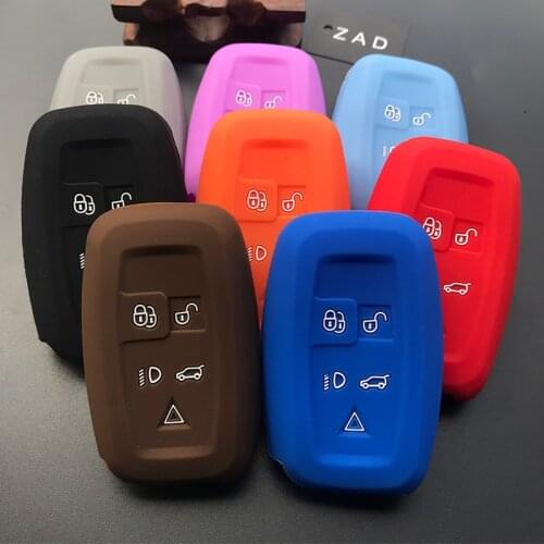 ZAD Silicone car key cover case set shell skin bag holder For Land Rover Range Rover Discovery Evoque 5 button car key protector