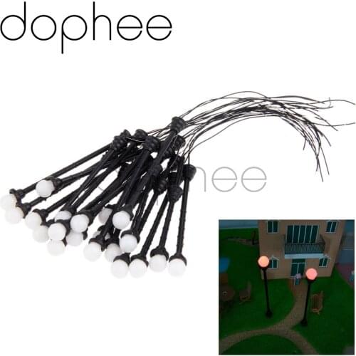 Dophee 20pcs Model Garden LED Lamppost Single Head Wires Bulbs 6V Scale HO 1:100 for Landscape Coutyard Layout