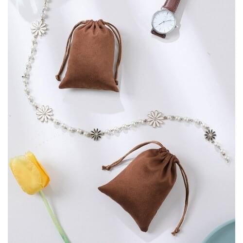 Velvet Jewelry Bags Drawstring Gift Packaging Pouches For Wedding Party Birthday Christmas Custom Flannel Chic Jewellery Bag