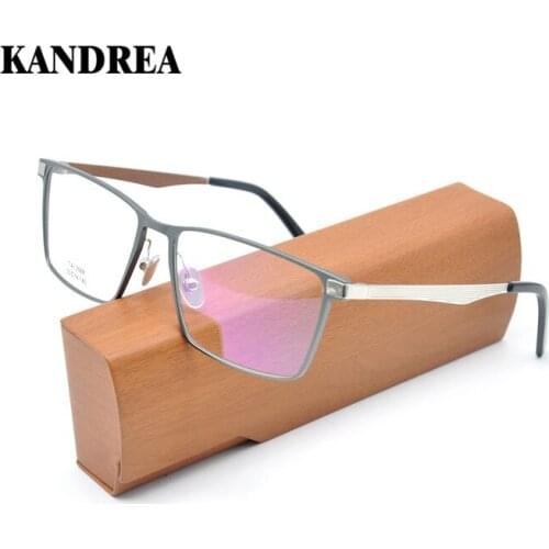 KANDREA 2021 Retro Ultralight Myopia Glasses Frame Men Aluminum Square Eyeglasses for Computer Male Clear Lens Classic Eyewear