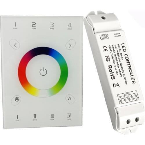 New LED DMX Master 2.4GHz RF Wireless Rgb Controller Glass Touch Panel Wall Mount DMX512 12V 24V 5A 4 Channel R4-5A CV Receiver