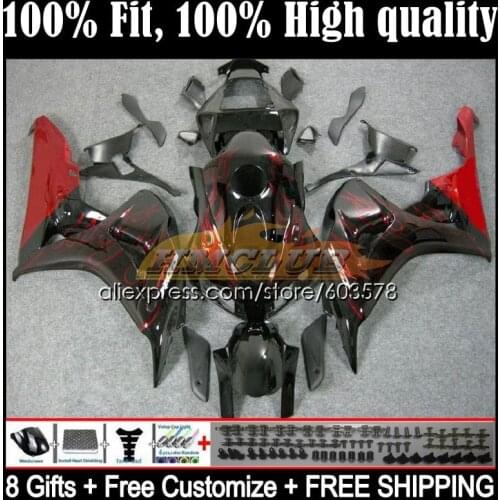Injection Body For HONDA CBR 1000 RR CC CBR 1000RR 1000CC 49CL.22 CBR1000RR 06 07 CBR1000 RR 2006 2007 OEM Fairing Red flames