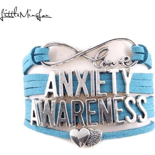 Little Minglou Not all wounds are visible anxiety awareness bracelet butterfly charm men bracelets & bangles for women jewelry