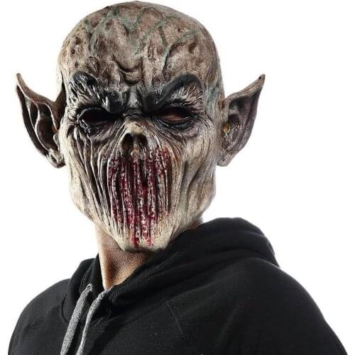 Full Head Skull Mask Skeleton Demon Headgear Zombie Ghost Haunted House Props Horror Halloween Costume Realistic Latex Helmet