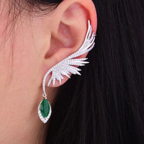 GODKI 70mm Feather Fashion Popular Luxury Iregular Geometry Earring Full Cubic Zirconia Pave Earring
