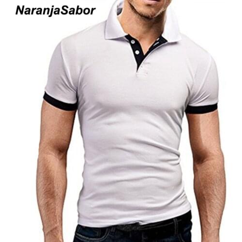 NaranjaSabor Mens Tops Summer New Tee Shirt Slim Fit Fashion Clothing Short Sleeve Stand Collar Tees Male Shirts 5XL N526